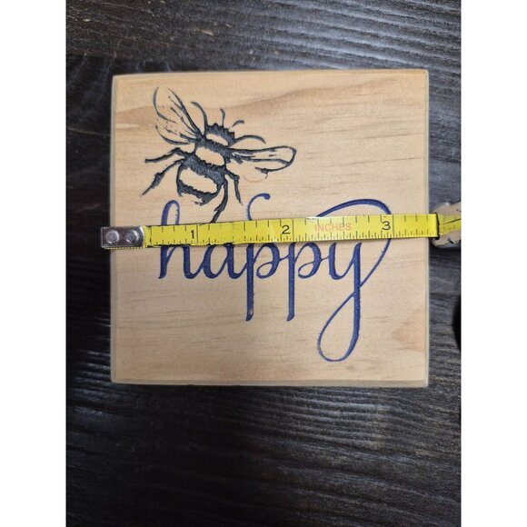 Bee Happy Wooden Art Block Decorative Sign - Picture 3 of 4